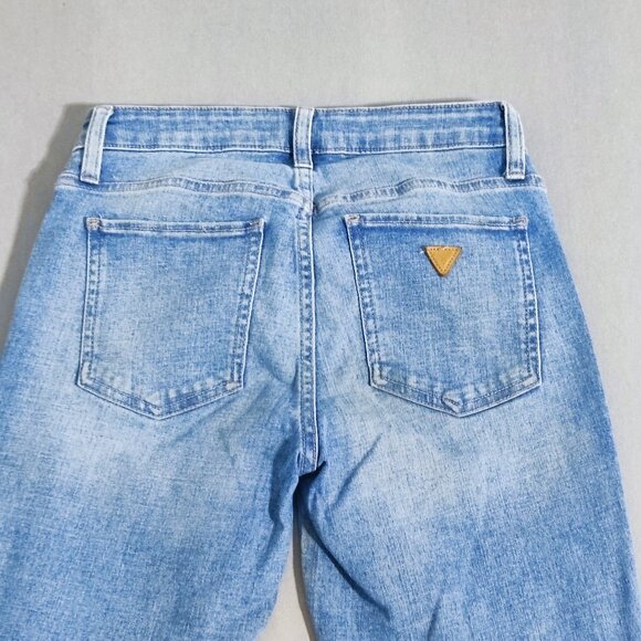 Guess Jeans women's size 26X29 hard washed denim blue sexy curve skinny mid rise - Picture 4 of 14